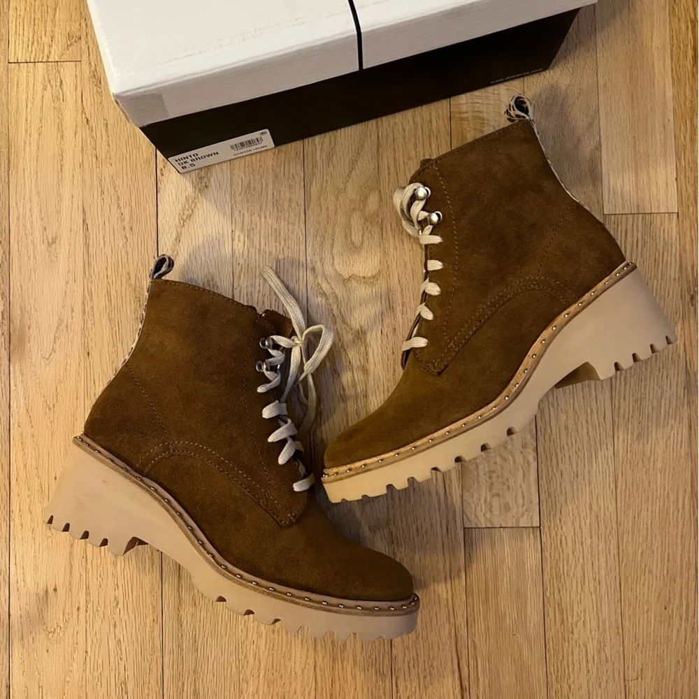 Dolce Vita‎ Womens Brown Hinto Lace Up Ankle Boots Suede 8.5 New in Box